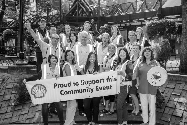 Black and white photo of Shell Canada Black and white image of Shell Canada celebrating Calgary community