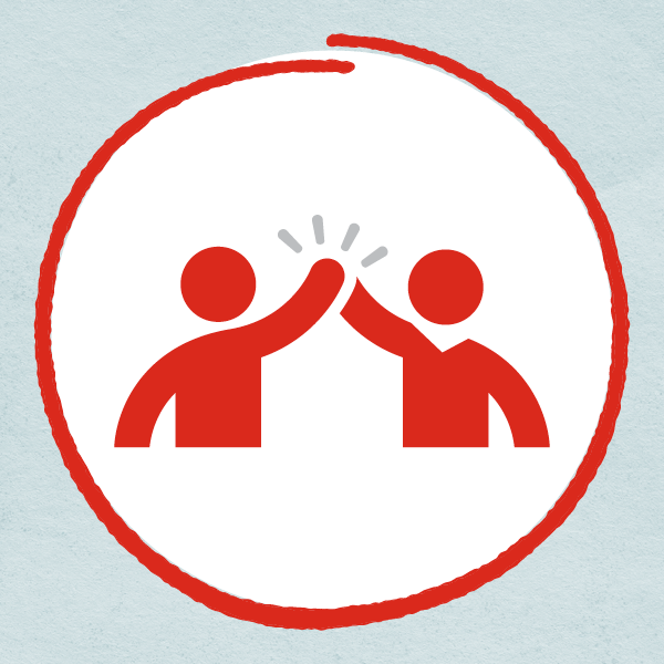 Two people high five